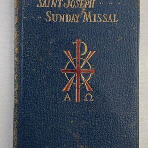 VINTAGE-St Joseph Sunday Missal 1957-1953 Leather Confraternity Version Large Tp